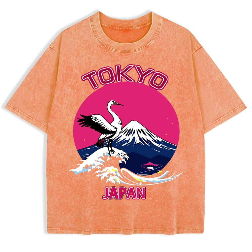 

Japan Tokoy Waves Harajuku Washed T-Shirts Mens Cotton Short Sleeve Tops Street O-Neck Oversize T Shirt Clothes S