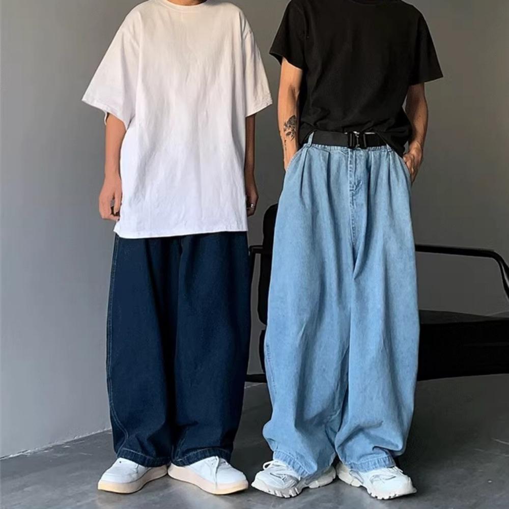 Gerade Jeans Männer Blau Lose Denim Hose Neutral Y2K Jean Streetwear Casual Wide Jeans Mans Hosen Männer Baggy Hip Hop