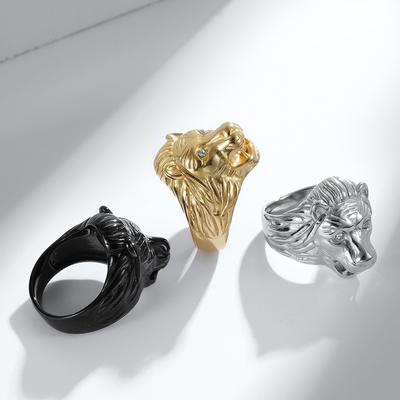 Europäischer und Amerikanischer Stil Edelstahl Männer Löwenkopf Herrenring Ring