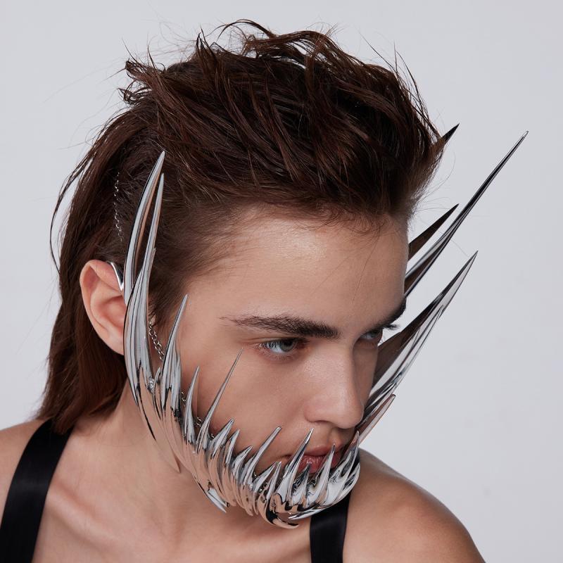 European and American personality spiky exaggerated dark department mask Gothic punk hoedown mask men's women's mask mesh mask