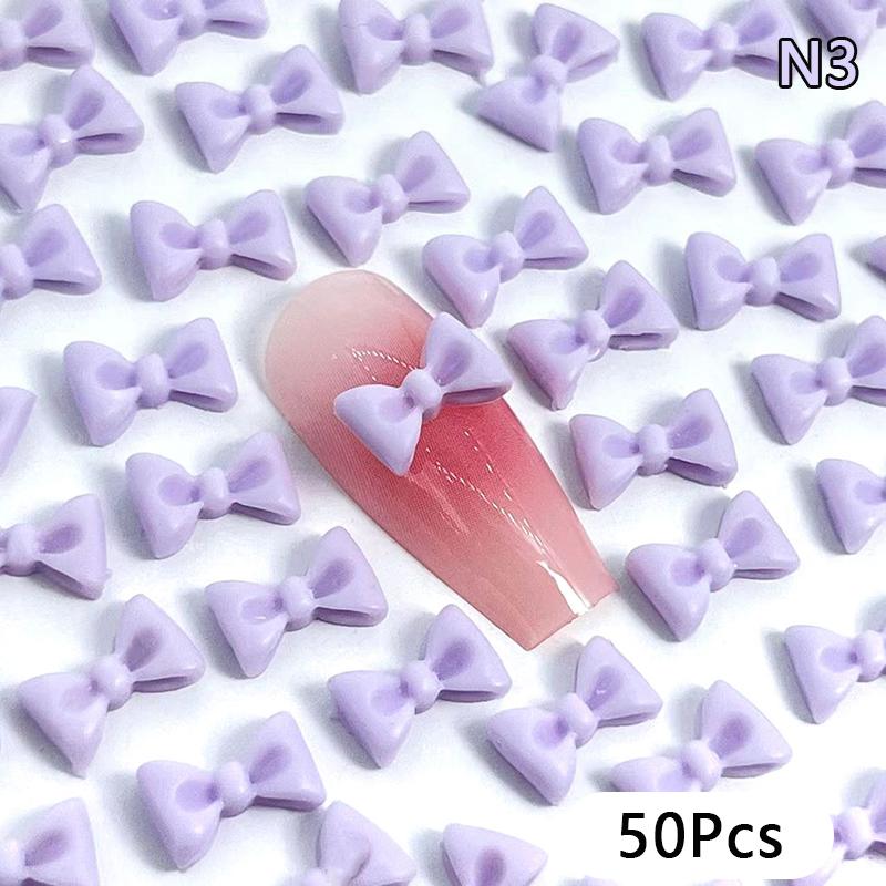 50Pcs Ribbon Resin Bow Nail Charm Parts 3D  Nail Art Decoration Accessories Supplies For Diy Korean Manicure Design