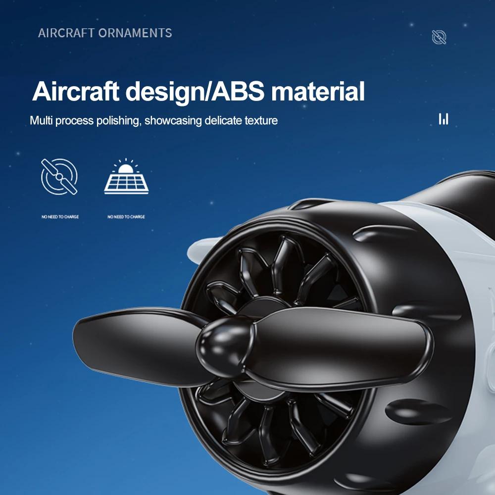 Car Solar Airplane Ornaments 360 Rotary Creative Car Center Console Powered Aircraft Ornaments Car Interior Decor Accessories