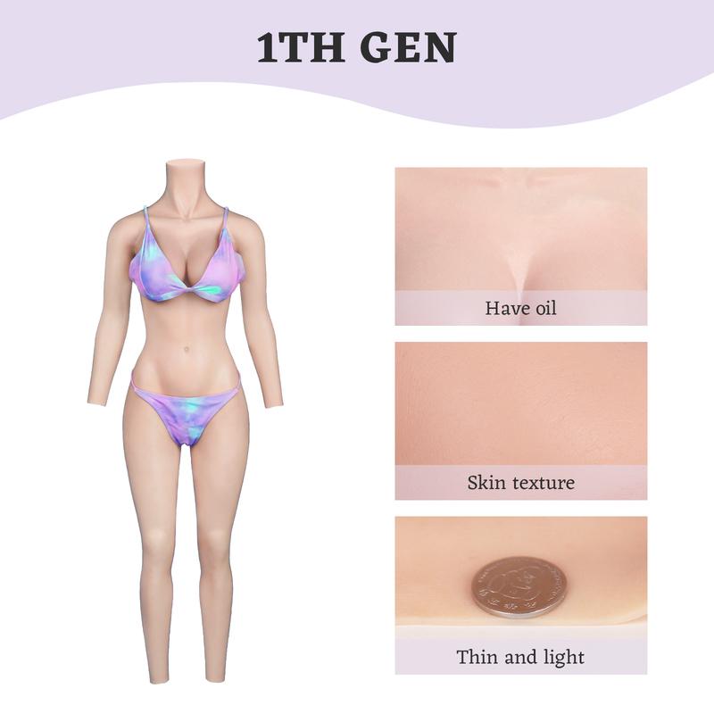 CYOMI Cosplay Breast Forms Silicone Bodysuit with Arms Fake Chest Realistic Vagina for Crossdressers Male To Female Drag Queen