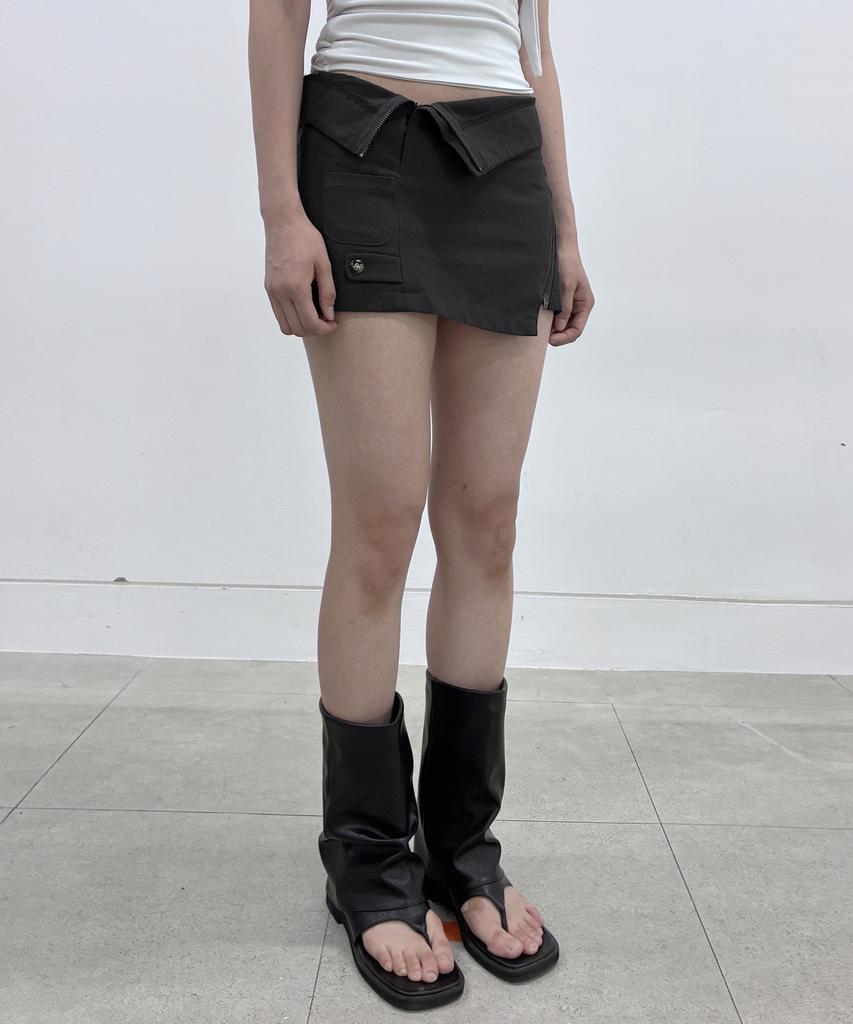 Peulleeoeob Asymmetrical Folded Skirt (Fl-272_Black)