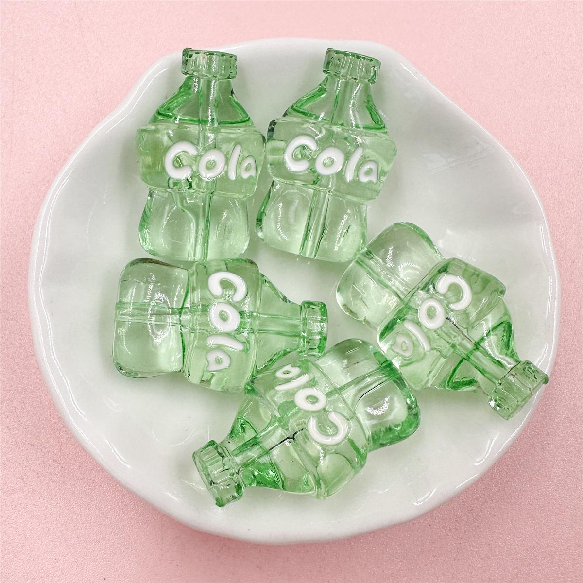 

Товары для вечеринок Перфорированные подвески с элементами мультфильмов, материал ручной работы, 5 шт., форма бутылки кока-колы 18,8*30 мм, креативные акриловые бусины конфетного цвета, милые зелёный