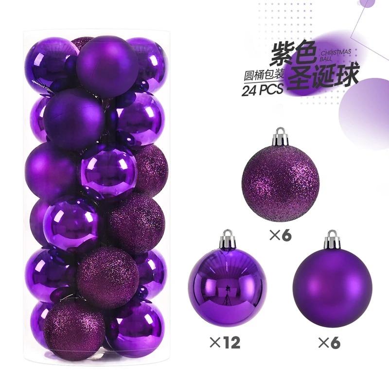 24Pcs/Box Glitter Christmas Ball Decoration Xmas Tree Hanging Gifts DIY Wreath New Year Navidad Home Wedding Decor Accessories