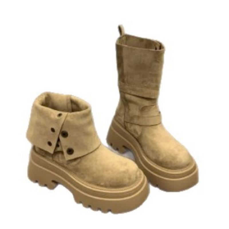 Retro Muffin Martin Stiefel mit dicker Sohle zeigen schlanke Beine für Damen neue modische schlanke und erhöhte Einzelstiefel