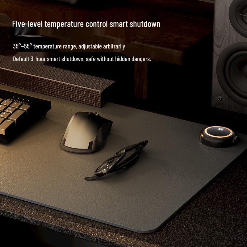 Five-Speed Waterproof Heated Desk Mouse Pad with Digital Display Temperature Control