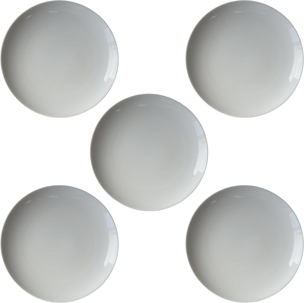 Milky White 26cm Chinese Plate Set of 5 Coupe Dish Plate Microwaveable Dishwasher Safe Mino Ware Made in Japan Outlet Included Large Plate Porcelain