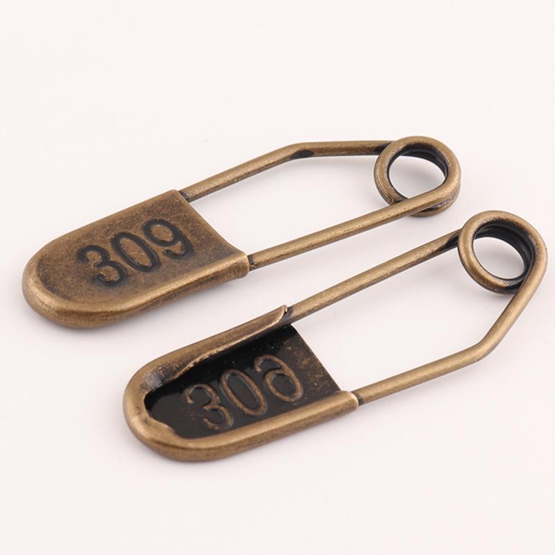 Antique Bronze Electroplated Safety Pin Brooch for Clothing, Bags, and Leather Goods