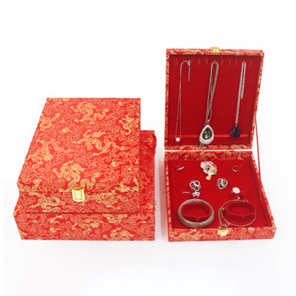 Buy Velvet Jewelry Set Box Tray Wedding Ring Necklace Storage Display Organizer Red at