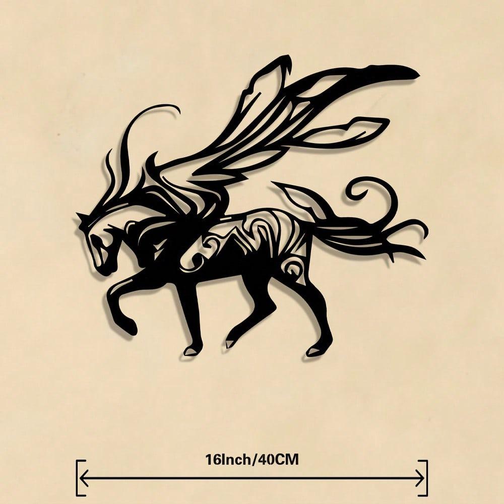 Mythical Pegasus Wall Sculpture Iron Art Statue Winged Horse Decor Fantasy Gift