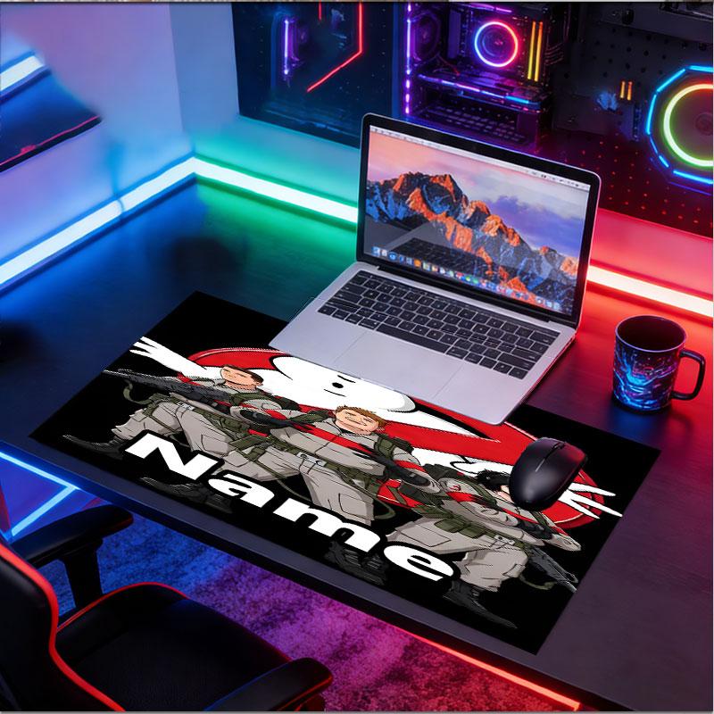 Custom Name Personalized Ghostbusters Pattern Mousepad, Laptop PC Desk Mat, Decorative Desk Mat for Home Keyboard Pad Gift