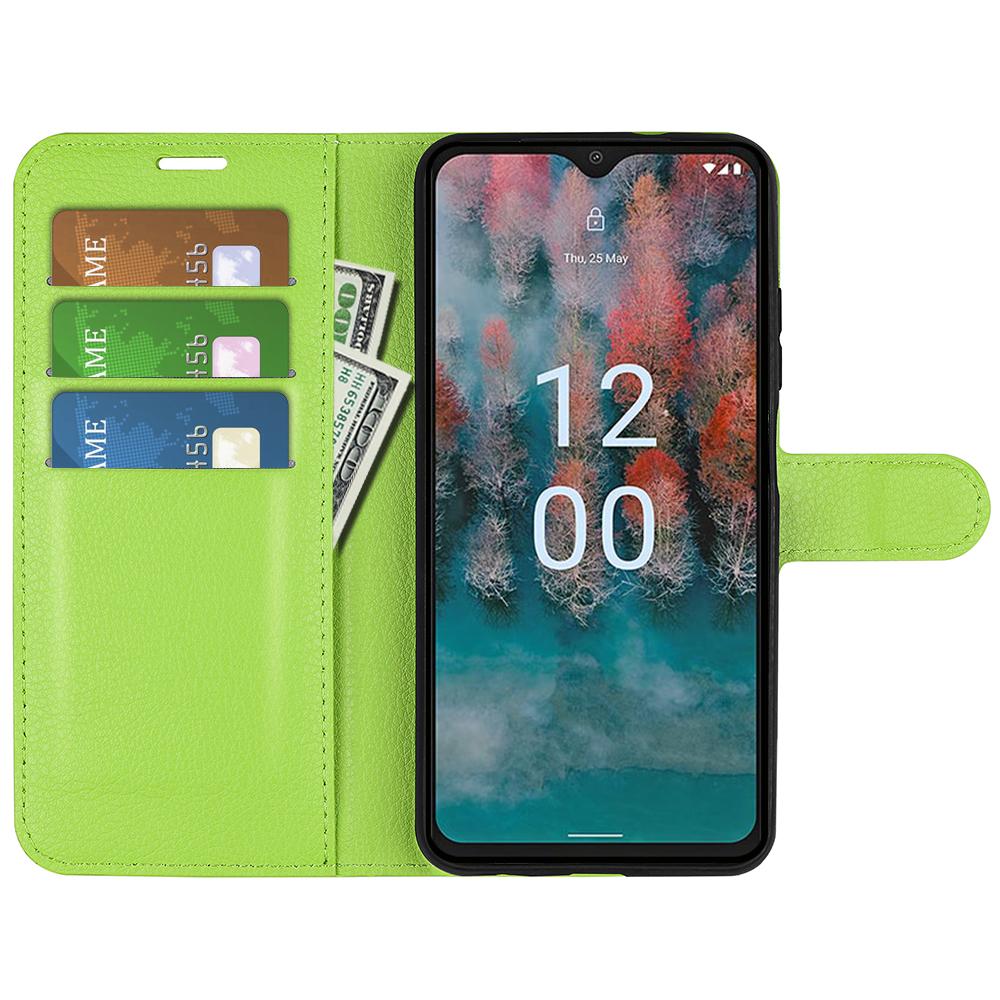 

For Nokia C12 4G/C12 Pro/C12 Plus Wallet Litchi Texture Phone Case Anti-Scratch Stand PU Leather Protective Cover Green