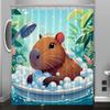 Capybara Cartoon Pattern Digital Print Shower Curtain - Machine Washable, Reversible Polyester,  All-Season Bathroom/Home Decor