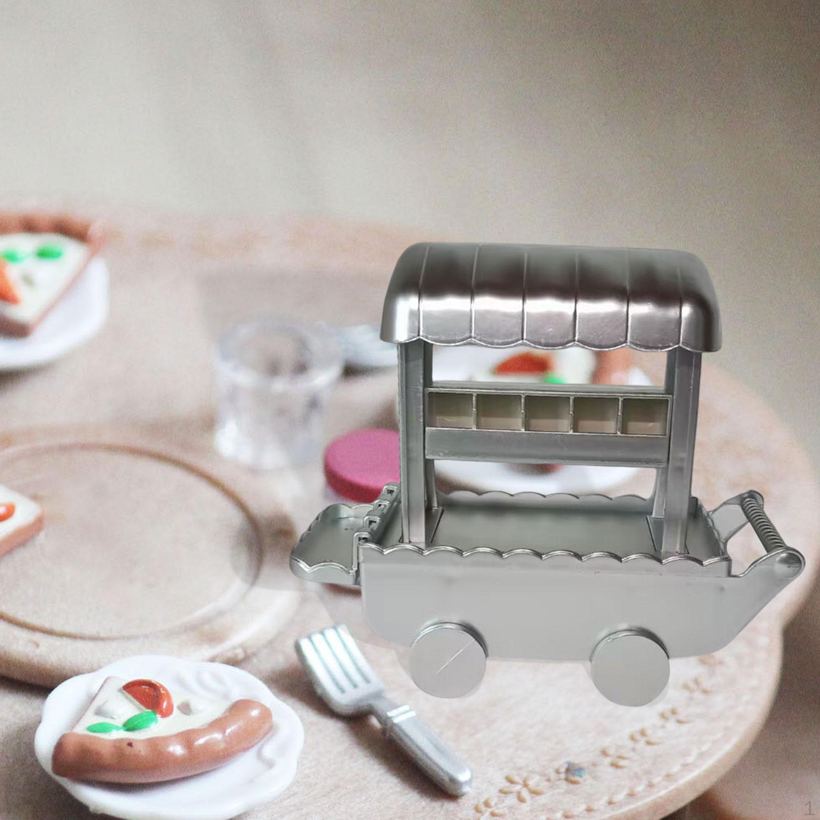 Miniature BBQ Cart,Dollhouse Furniture Realistic Pretend Play Ornament Mini Barbecue Cart Model for