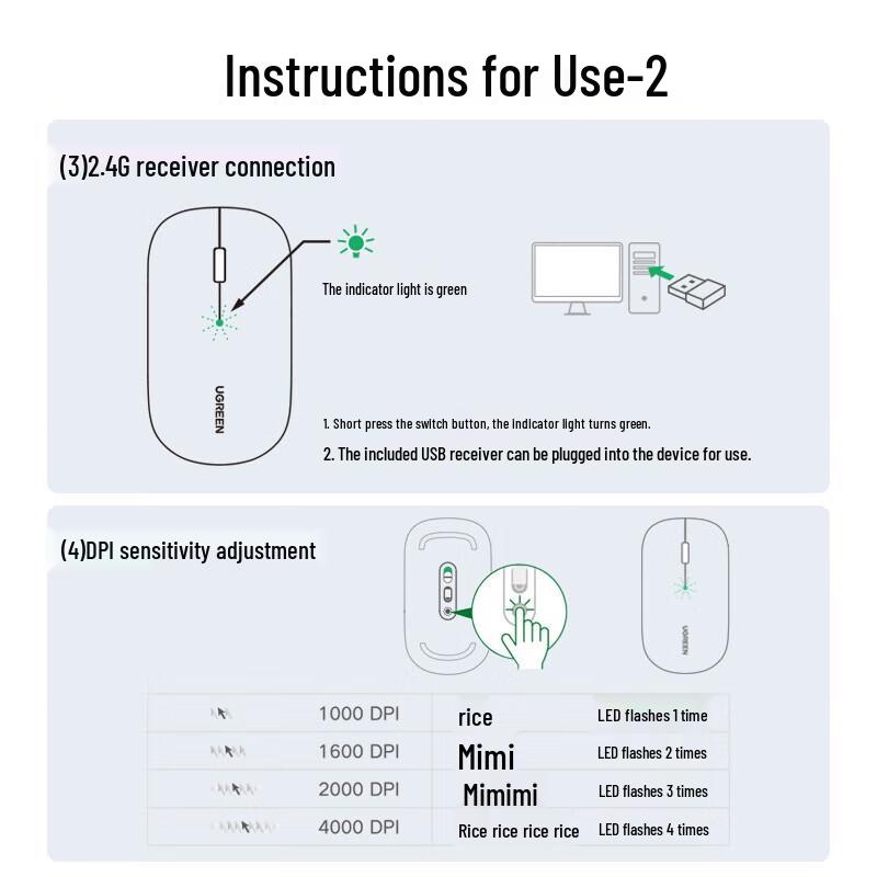 Ugreen MU001 Lightweight Dual-Mode Wireless Bluetooth Mouse