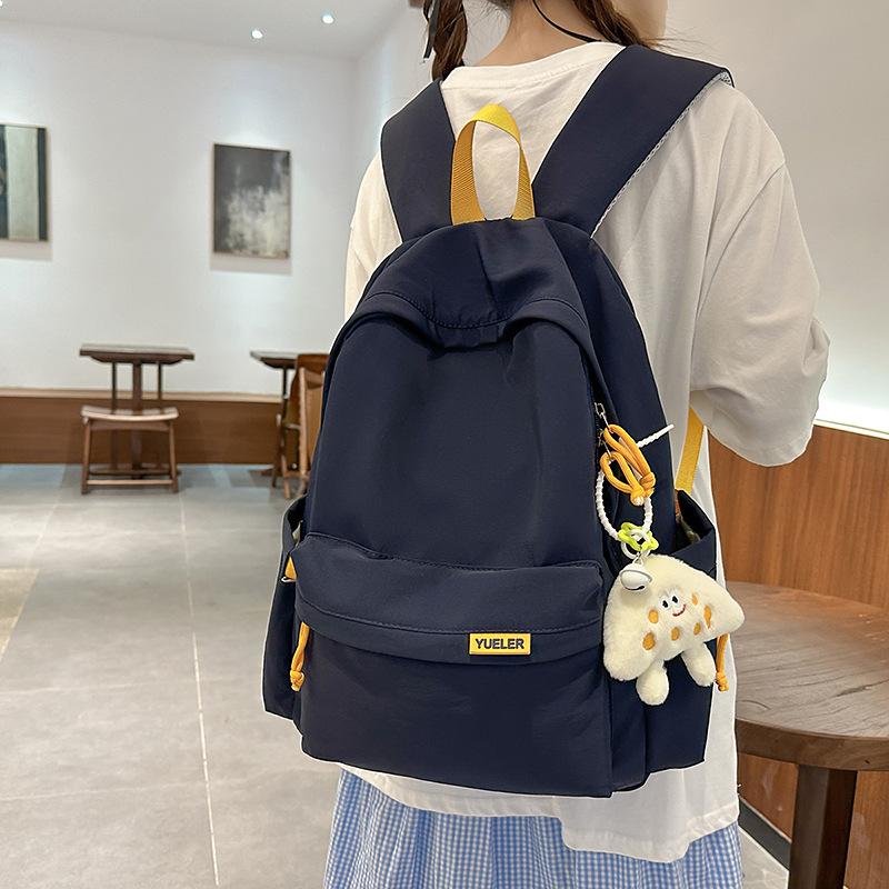 Sommer Neu Nylon Leichtgewicht Sport Reise Ins Große Kapazität Einfarbig Studenten Paar Rucksack