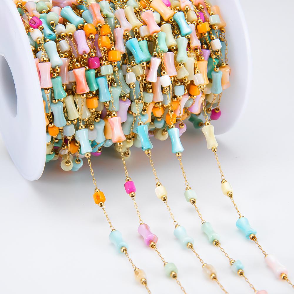 1Meter Stainless Steel Shell Beads Chain Flower Round Beaded Chain for DIY Necklace Bracelet Supplies Jewelry Making Accessories