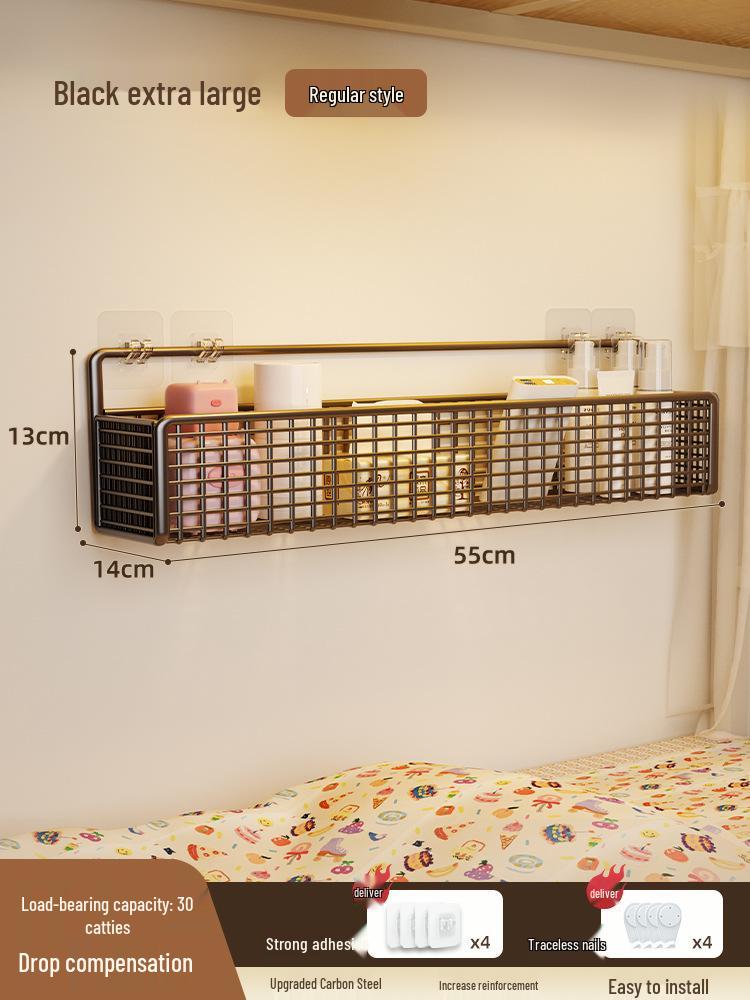 Punch-free Wall Shelf: Bedside Storage for Dorms & Bunks