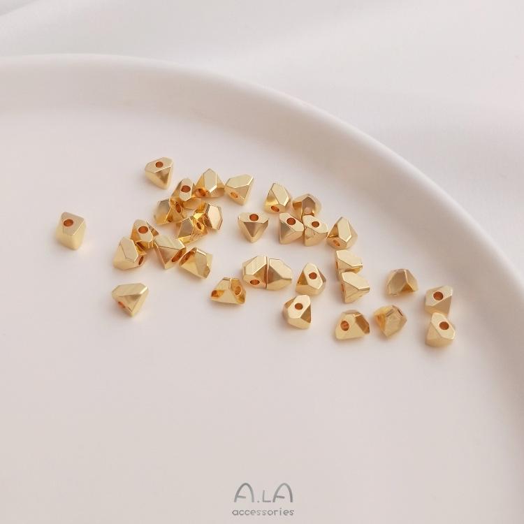 14K Gold-Filled Multi-Faceted Polygon Beads - Geometric Rhombus for DIY Jewelry