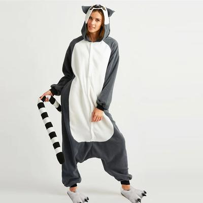 Women Flannel Pajamas Sleepwear Animal Cosplay Cute Cartoons Comfortable Lemur Cat Monkey Kigurumi Nightwear With Shoes