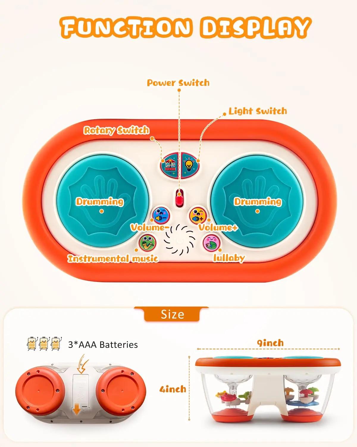 

Baby Clap Drum 12+ Month Kids Musical Toy Infant Toys Rotating Music Sensory Light Up Toys Early Educational for Kids Gifts