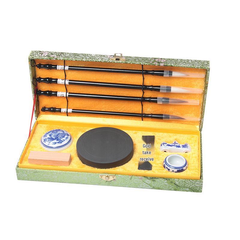 Wei Zhuang Calligraphy Gift Set: Brushes, Ink, Paper, Inkstone & Seal
