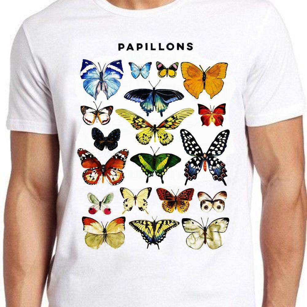 

230GSM 100% Cotton T-Shirt Pappilons Butterfly Butterflies Nature Art Drawing Design Meme Gift Gamer Cult Movie Music Tee T Shirt 624 XS белый