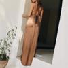 European and American Women's Clothing Cross-border Foreign Trade 2025 Holiday Summer New Backless Sexy Straight Casual Satin Long Dress