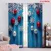 2pcs 2D Flat Printing Merry Christmas Popular Window Drapes Winter Wonderland Blue Christmas Ball Machine Washable Polyester