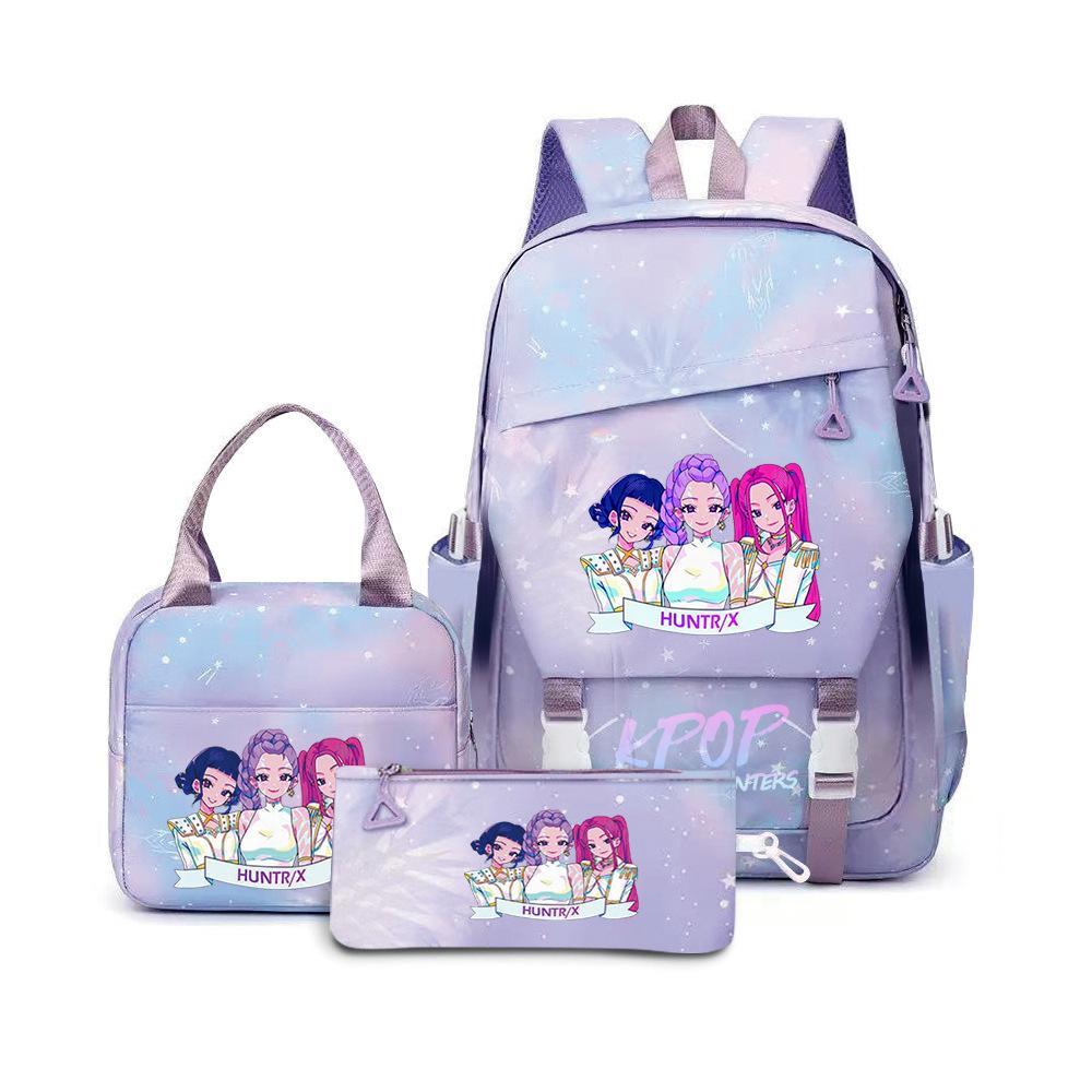 Kpop Demon Hunters, Elementary School Bag, Children'S Backpack, Lunch Bag, Pencil Bag, Three-Piece Set, Student Backpack