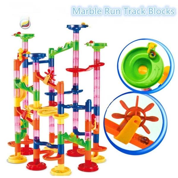 105pcs Plastic House Building Blocks Toys DIY Maze Balls Track Construction Marble Race Run Toys
