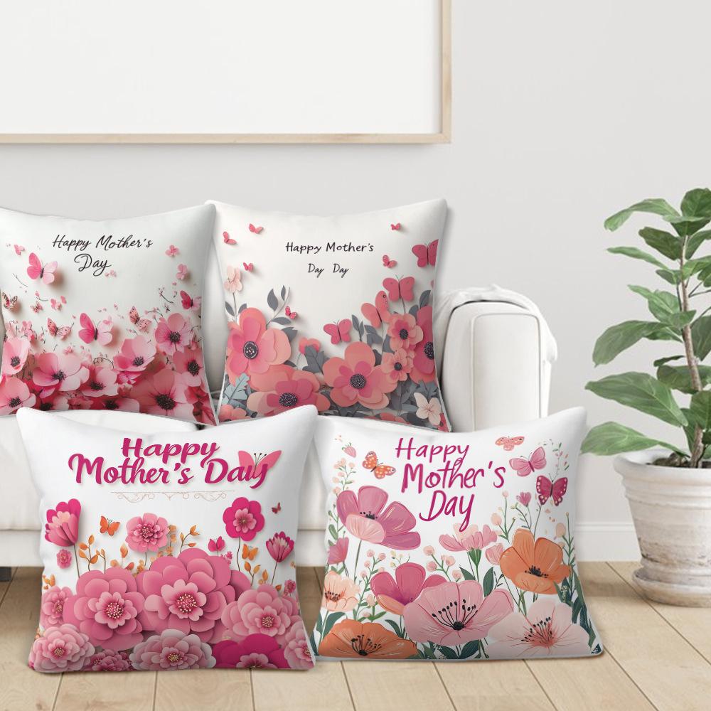 New Spring and Summer Plant Flower Printed Pillow Covers Linen Printed Home Living Room Sofa Supplies Backrest