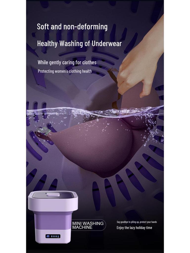 Mașină de spălat compactă pliabilă: Spălare și Centrifugare de Capacitate Mare pentru Spații Mici. Ideal pentru Lenjerie Intimă, Șosete, Haine de Bebeluș, Cămine Studențești și Case.
