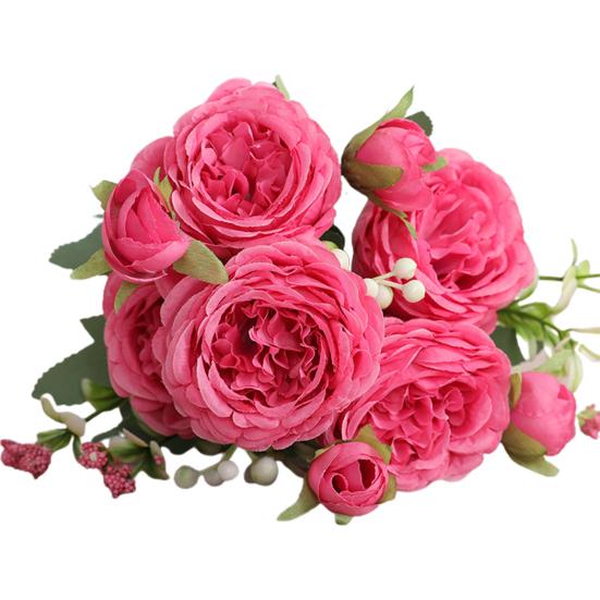 

Модная искусственная роза с 5 головками, устойчивая к разрывам, простая в уходе розы красного