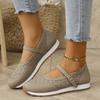 Summer Fashion Casual Single Shoes for Women 2025 New Hollow Solid Color Buckle Mesh Breathable Round Toe Work Shoes