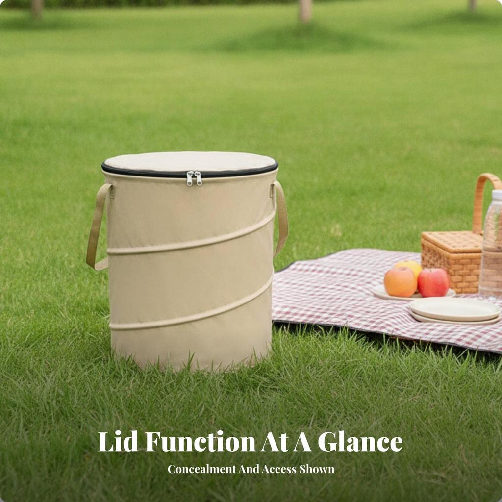 Portable Collapsible Yard Bin with Lid Heavy-Duty Foldable Trash Compact