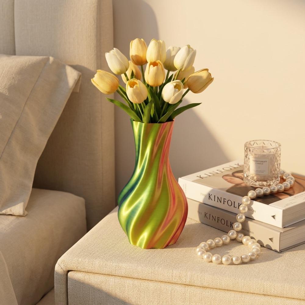 Twisted Design Modern Twisted Flower Bottle Gradient Color Plant Pot Office Tabletop Ornaments