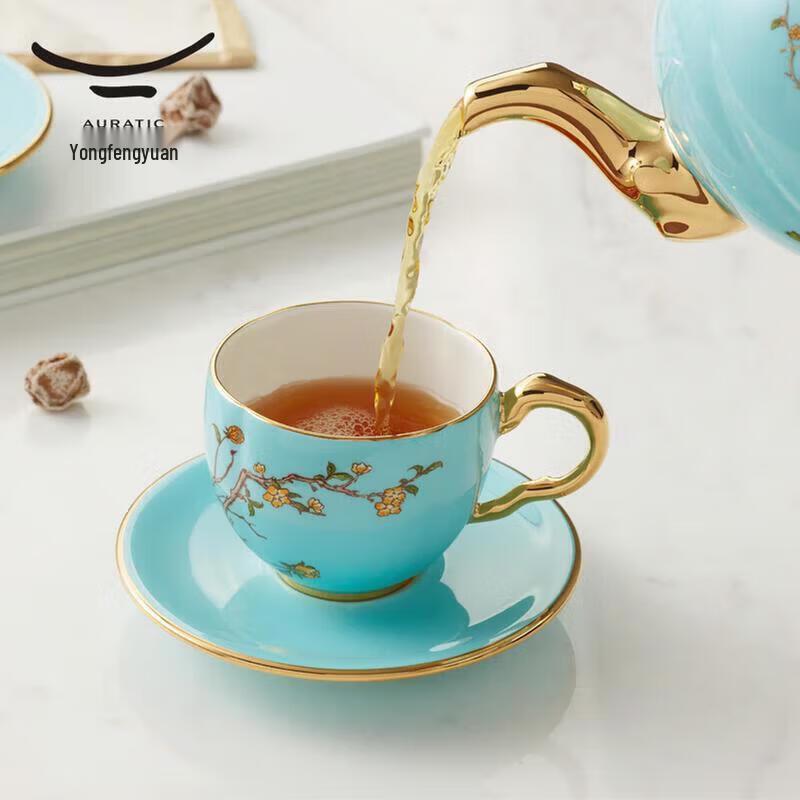 Auratic Lady Porcelain West Lake Blue Cup and Saucer Set