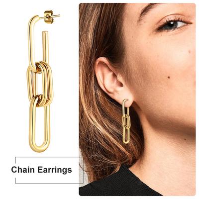 2026 Link Chain Drop Earrings Minimalist Paperclip Chain Dangle Earrings for Women Girls Wholesale Jewelry