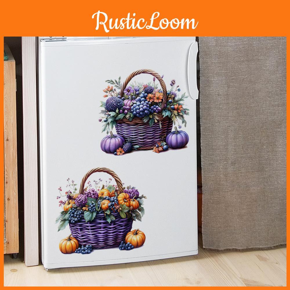 Pumpkin Halloween Flowers Fruit Basket Glass Showcase Home Decor Wall Stickers