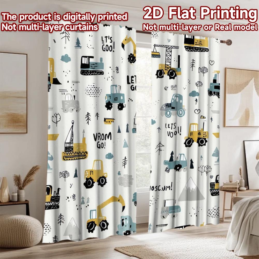 1pc 2D flat Photography Backdrop Photography Banner Cute Construction Vehicles 100% Polyester Family Party for Holiday