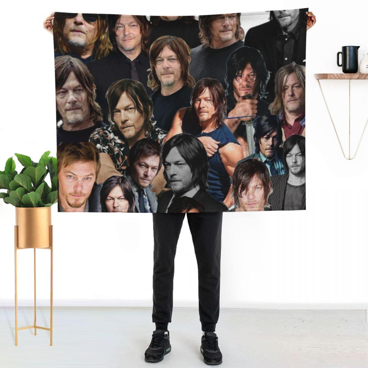 norman reedus Photo collage Throw Blanket Year Round Soft Comfortable Blanket for Home 80x120cm(31x47inch)