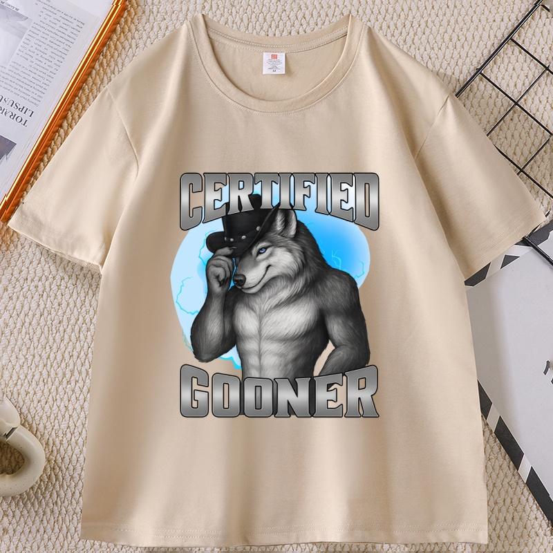 Zertifiziertes Gooner T-Shirt Lustiges Werwolf-Meme T-Shirt Lässiges Baumwoll-Kurzarm für Unisex Damen Humor T-Shirt Unisex Kleidung