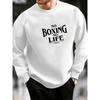 Men'S Graphic Sweatshirt With Sports Text, Round Neck, Casual Outdoor Wear, Durable Comfortable Fit, Plus Size.