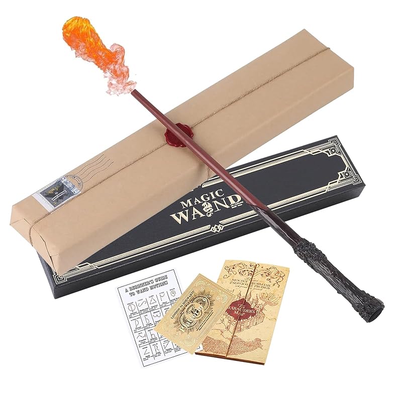 [Shioh] Огненная палочка Гарри Поттера, Волшебная палочка, Аксессуар для косплей-костюма Гарри Поттера, Точно воспроизведена, Включает палочку, Карту, Карточку с заклинанием, Путешествие
