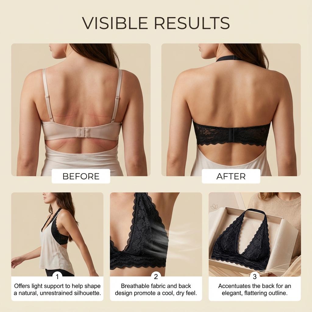 Halter Lace Push Up Bra, Wireless Comfortable Padded Camisole Underwear