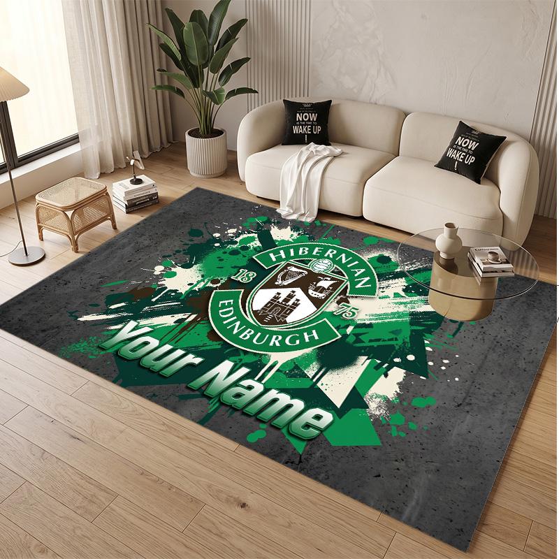 Personalized Crystal Velvet Carpet Hibernian FC Pattern Non Slip Floor Rug