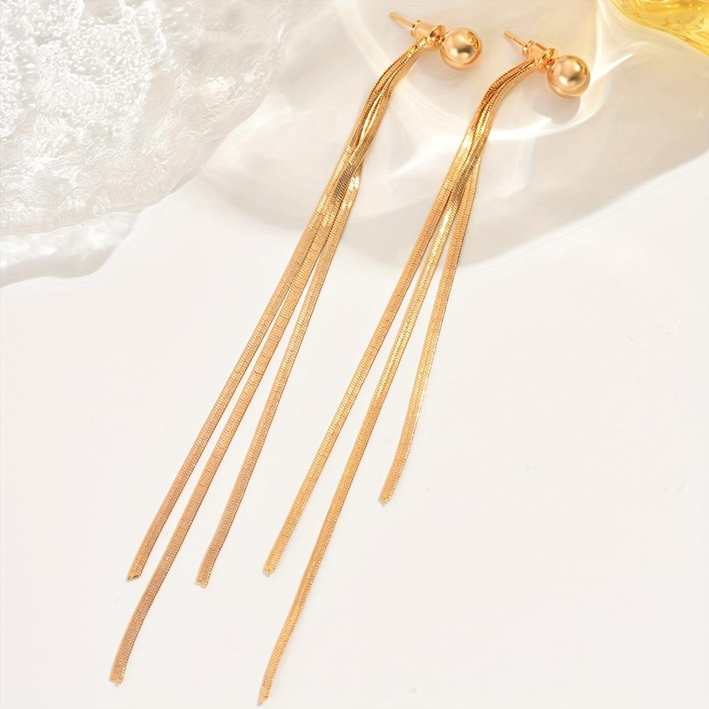 Women'S Golden-Plated Tassel Earrings Posts Vintage Style, Versatile and ElegantDaily Earrings Exquisite Accessories